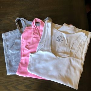 Lot of 3 American Eagle tank tops pink/white/gray